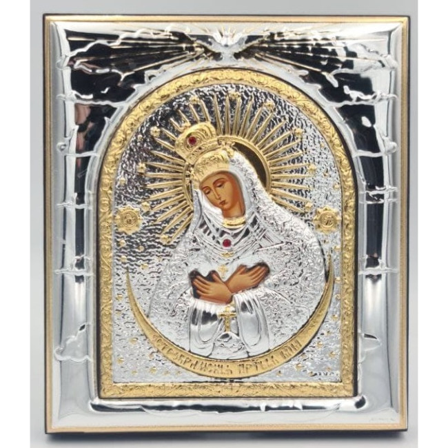 Остробрамська Ікона Божої Матері 11,3х13см прямокутної форми на дереві без рамки EP443-067XG/P