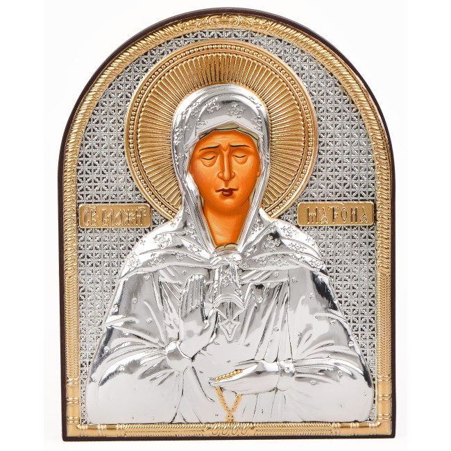 Ікона Матрони 12х15,2см аркової форми без рамки на дереві EP4-163XG/P