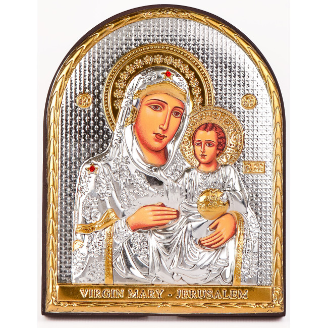 Єрусалимська Ікона Божої Матері 8,3х10,4см аркової форми без рамки на дереві EP3-006XG/P
