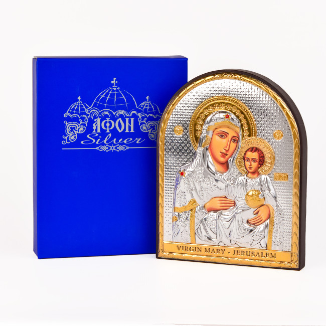 Єрусалимська Ікона Божої Матері 8,3х10,4см аркової форми без рамки на дереві EP3-006XG/P