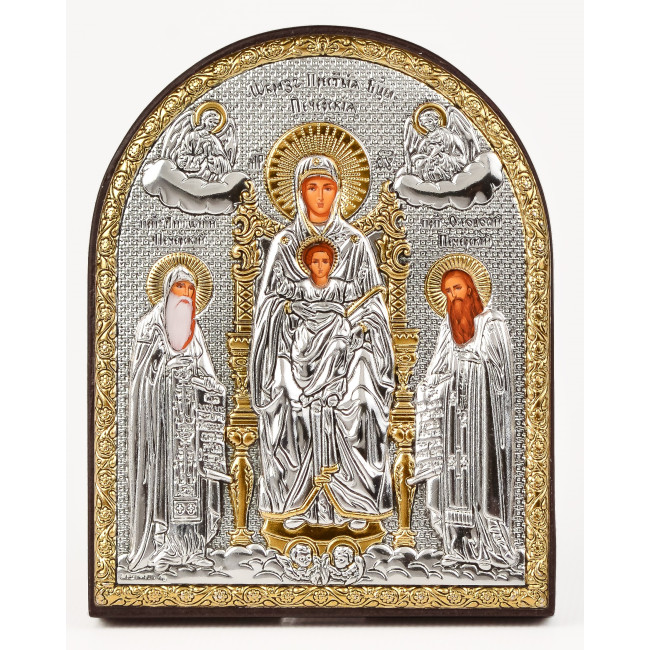 Печерская Икона Божией Матери 8,3х10,4см арочной формы без рамки на дереве EP3-237XG/P