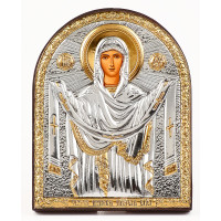 Ікона Покров Пресвятої Богородиці 8,3х10,4см аркової форми без рамки на дереві