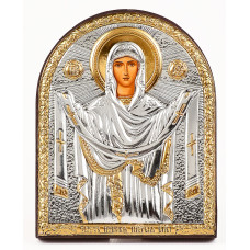 Ікона Покров Пресвятої Богородиці 8,3х10,4см аркової форми без рамки на дереві