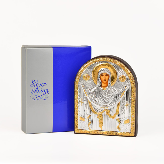 Икона Покрова Пресвятой Богородицы 8,3х10,4см арочной формы без рамки на дереве EP3-192XG/P