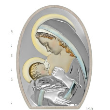 Срібна Ікона Богоматір Годувальниця, вокрита ювелірною емаллю 21,5x29,5см