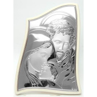 Серебряная икона Святая Семья  6х7,5см в белой рамке