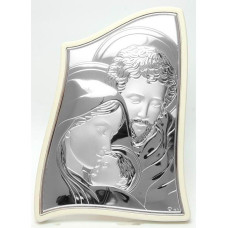 Срібна ікона Свята Сім'я 6х7, 5см у білій рамці