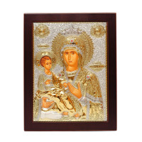 Унікальна Ікона Божої Матері Троєручиця 20х25см у срібному окладі