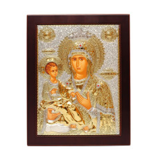 Унікальна Ікона Божої Матері Троєручиця 20х25см у срібному окладі