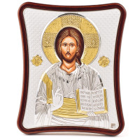 Срібна ікона Спаситель Ісус 12х15см на довгастому кіоті