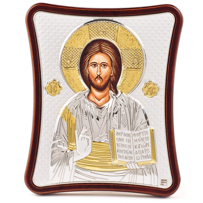 Срібна ікона Спаситель Ісус 12х15см на довгастому кіоті