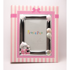 Фотоальбом Детский для малыша 25х30см с Серебряной Рамкой в кожаной обертке ( Греция )