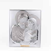 Срібна ікона Свята Сім'я прямокутної форми 24,7х20,9 см без рамки