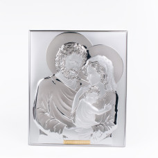 Срібна ікона Свята Сім'я прямокутної форми 24,7х20,9 см без рамки