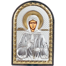 Срібна Ікона Свята Матрона 10х14см аркової форми на пластиковому кіоті