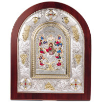 Серебряная икона Дерево жизни с Греции 24х29см в коричневом дереве