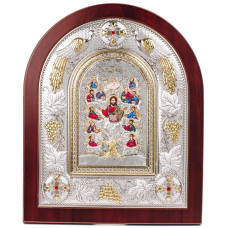 Срібна ікона Дерево життя з Греції 24х29см, у коричневому дереві