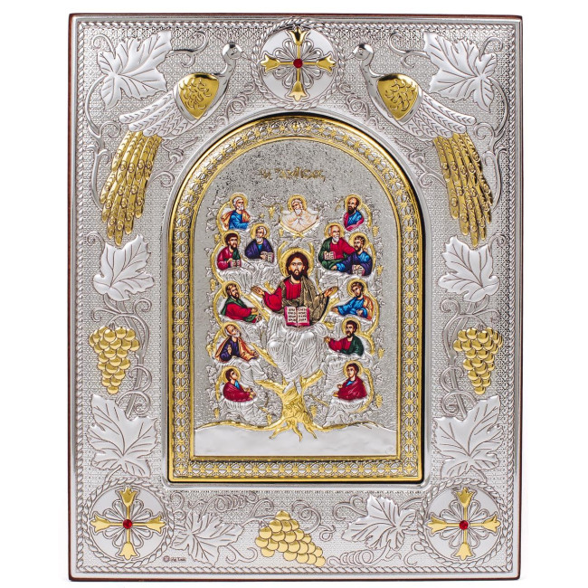 Срібна ікона Дерево життя з Греції 20х25см із позолотою