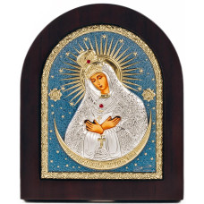 Ікона Остробрамська Божа Матір 13х11см у срібному окладі 925 з емаллю