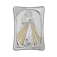 Серебряная Спасителя Икона Божье Милосердие с позолотой 10х14см