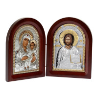 Диптих Ікон Богородиці та Ісуса 31x20,5см срібний оклад
