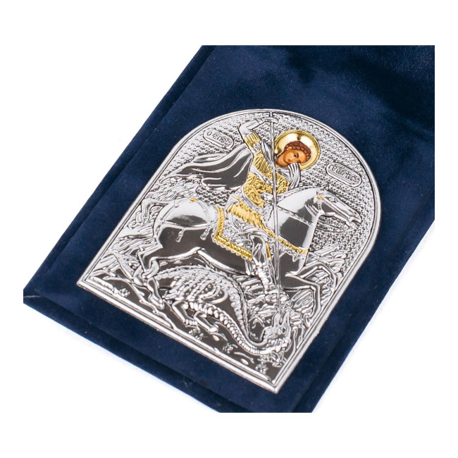 Кишенькова іконка Георгія Переможця в бархатній книжечці5,5х7см 