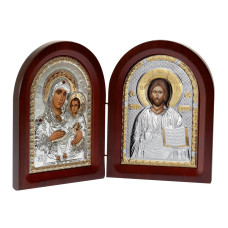 Діптих Ікон Богородиці та Ісуса 23,5x16см срібний оклад