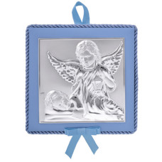 Ангел Хранитель 14х14 см Іконка-Оберіг на синій подушечці з музикою