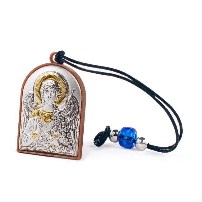 Ікони автомобільні срібні Іконка-оберіг в автомобіль Ангела Хранителя та Ісуса 3,6х2,6см на шнурочку