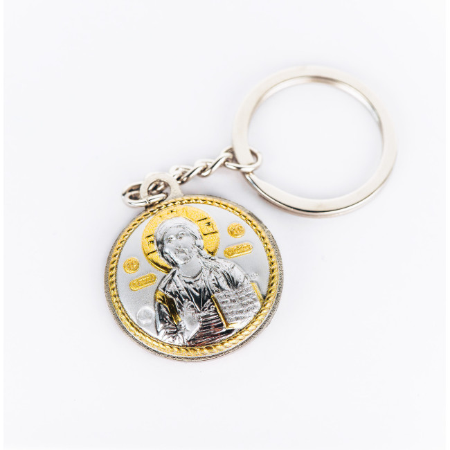 Образ в машину зі срібла, брелок на ключі срібний з Ісусом d3,2см