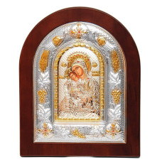 Божа Матір Кікська Милостива з Греції 18х22 см у коричневому дереві