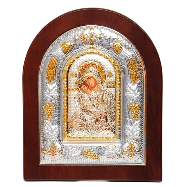 Божа Матір Кікська Милостива з Греції 18х22 см у коричневому дереві