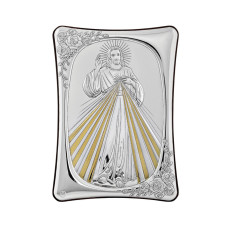 Срібна Ікона Спасителя Боже Милосердя з позолотою 7х10см