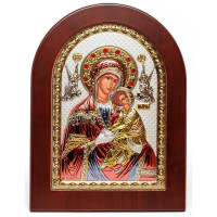 Срібна Страсна (Невтомної помочі) ікона Божої Матері 15х21см з емаллю