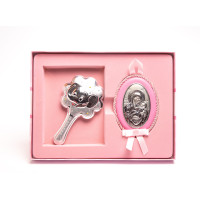 Детский набор погремушка и иконка на подушечке 18х24 см