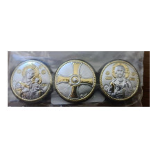 Ікони автомобільні срібні, Диптих круглий Віфлеємська та Ісус 9,5х7см