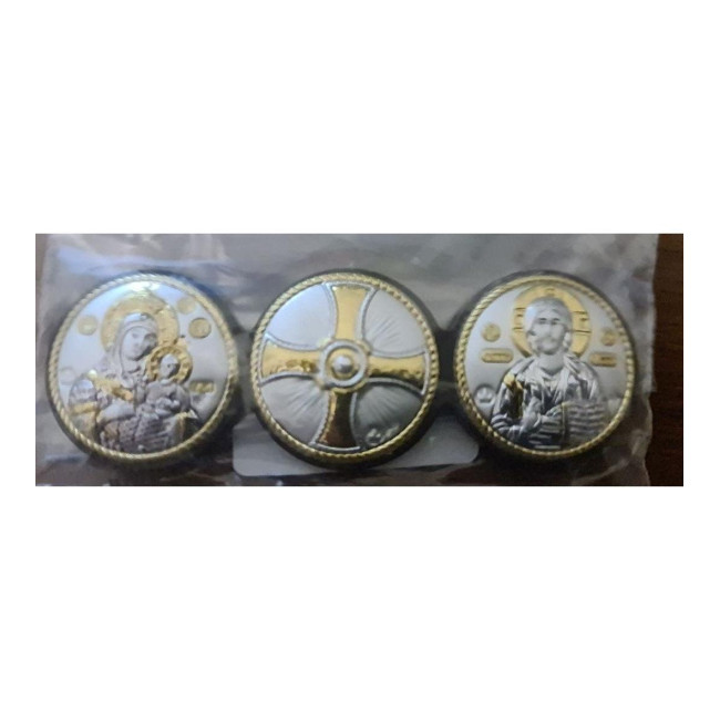 Ікони автомобільні срібні, Диптих круглий Віфлеємська та Ісус 9,5х7см