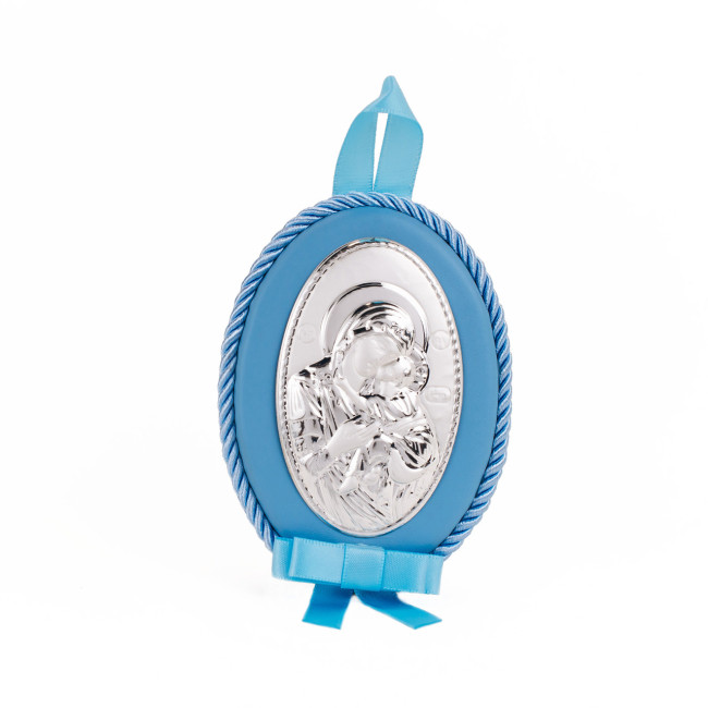 Божья Матерь Умиление  8X11 Детская Иконка на синей подушечке