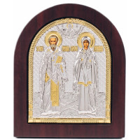 Ікона Святий Кипріян та Устинія 13х11см у срібному окладі 925 та позолоті