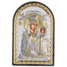 Срібна Ікона Божа Матір Нев'янучий Цвіт 10х14см аркової форми на пластиковій основі