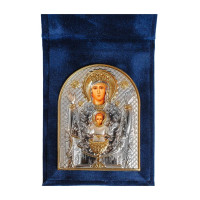 Ікона-складень Неупиваєма Чаша 5,5х7см, срібна в оксамитовій книжечці