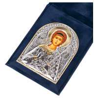 Ікона-складень Ангел Хранитель 5,5х7см, срібна в оксамитовій книжечці