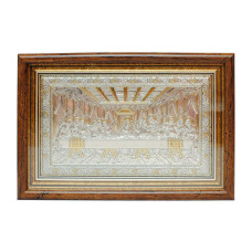 Ікона Таємна Вечеря 15,7x23,2см у срібному окладі 925 та позолоті у кіоті під склом