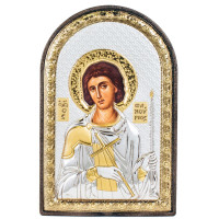 Срібна Ікона Святий Фануриос 10х14см аркової форми на пластиковій основі