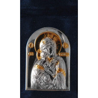 Ікона-складень Володимирська Богородиця 3,8х5,3см в оксамитовій книжечці