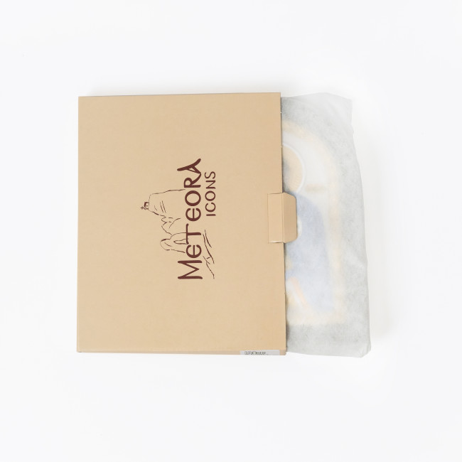 Икона Святое Семейство 15x21см в разноцветной эмали арочной формы на дереве