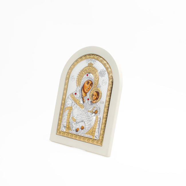 Вифлеємська Ікона Божої Матері 15x21см аркової форми на білому дереві