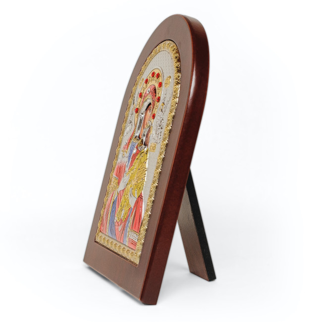 Срібна Страсна (Невтомної помочі) ікона Божої Матері 15х21см з емаллю