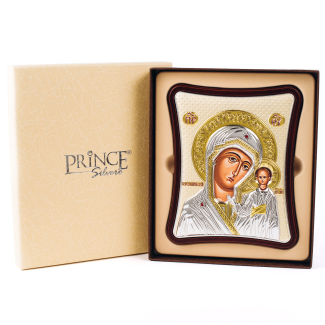 Казанська Ікона Божої Матері 15x20см на дерев'яному витягнутому кіоті з позолотою