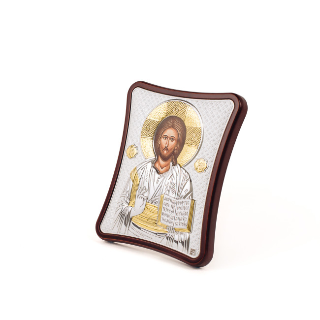 Срібна ікона Спаситель Ісус 12х15см на довгастому кіоті